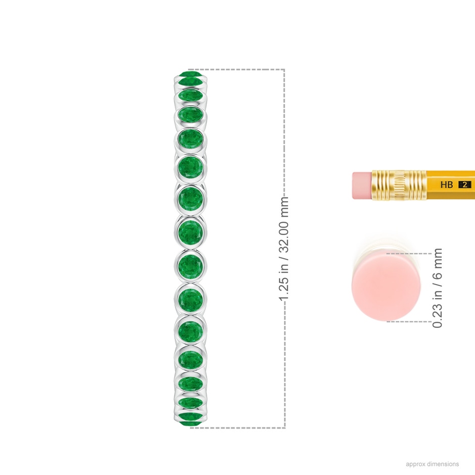 2.2mm AA Bezel-Set Emerald Inside-Out Large Hoop Earrings in White Gold ruler