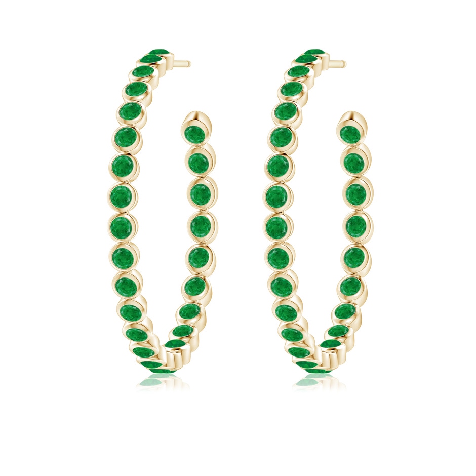 2.2mm AA Bezel-Set Emerald Inside-Out Large Hoop Earrings in Yellow Gold side-1