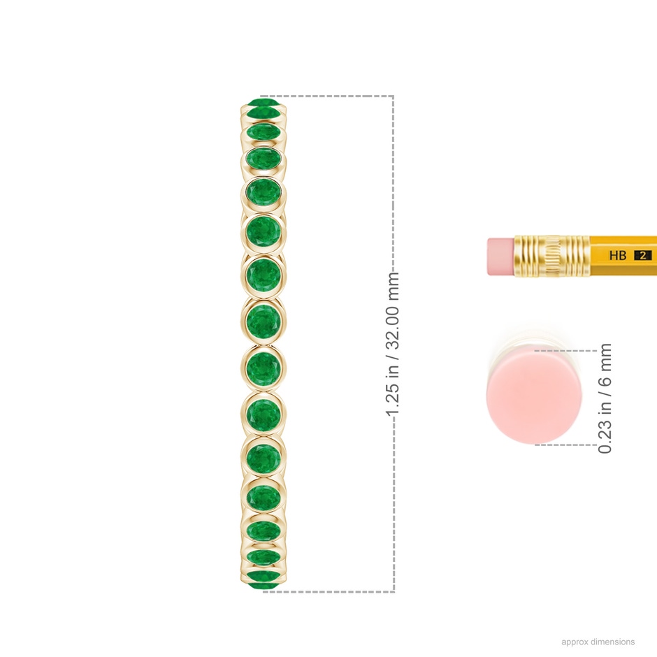 2.2mm AA Bezel-Set Emerald Inside-Out Large Hoop Earrings in Yellow Gold ruler