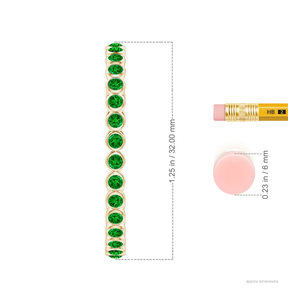 2.2mm AAAA Bezel-Set Emerald Inside-Out Large Hoop Earrings in Yellow Gold Ruler