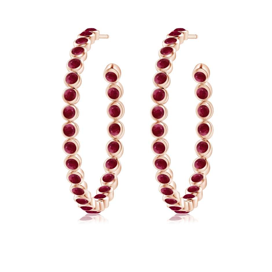 2.2mm A Bezel-Set Ruby Inside-Out Large Hoop Earrings in Rose Gold side-1
