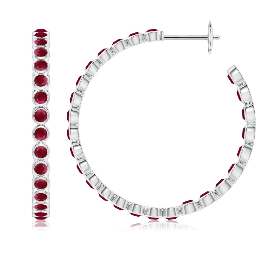 2.2mm A Bezel-Set Ruby Inside-Out Large Hoop Earrings in White Gold 
