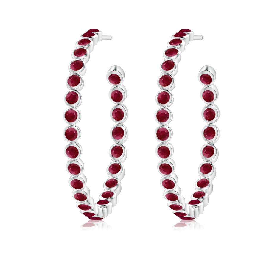 2.2mm A Bezel-Set Ruby Inside-Out Large Hoop Earrings in White Gold side-1