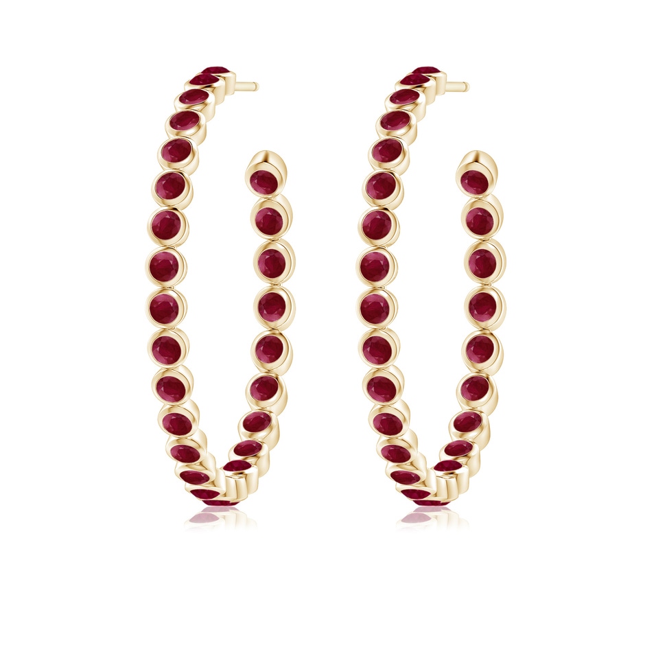 2.2mm A Bezel-Set Ruby Inside-Out Large Hoop Earrings in Yellow Gold side-1