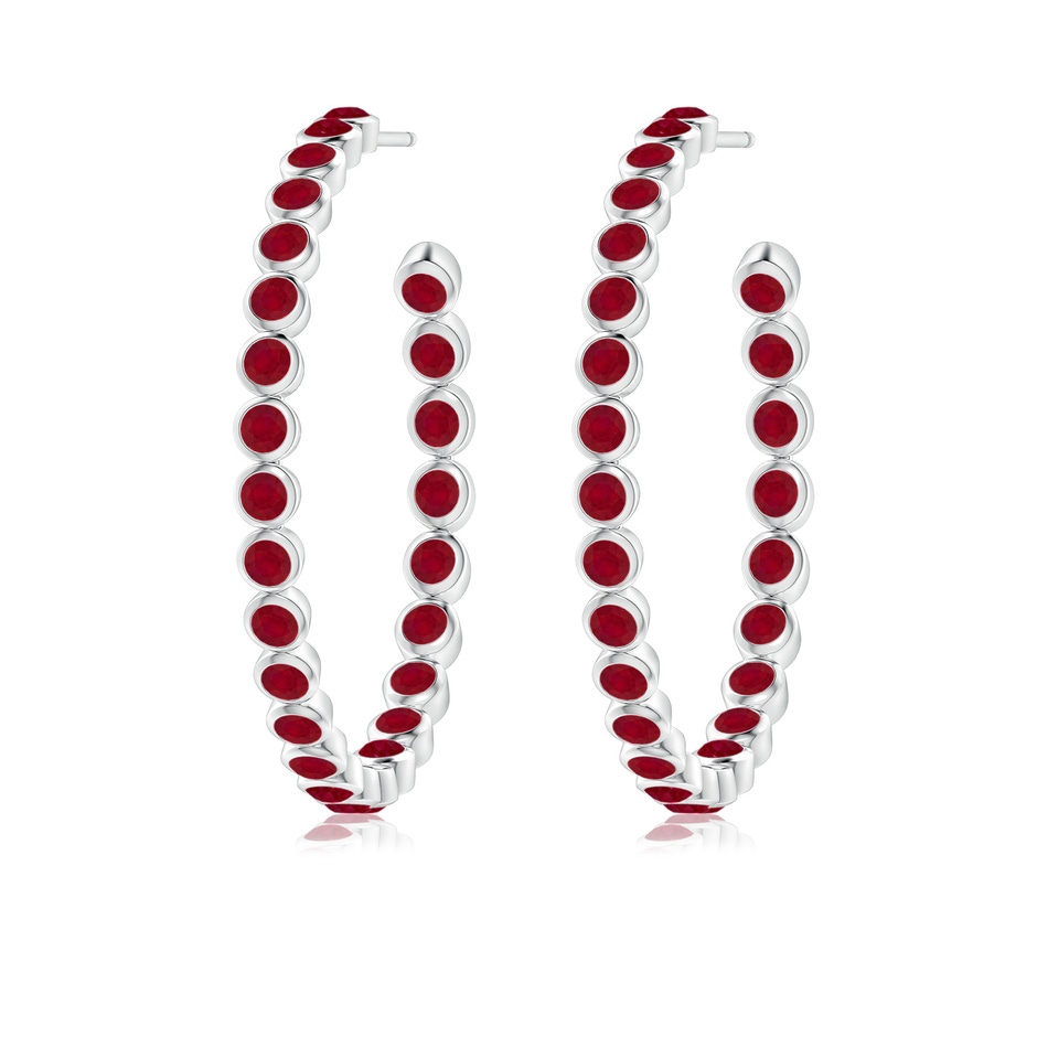 2.2mm AA Bezel-Set Ruby Inside-Out Large Hoop Earrings in White Gold side-1