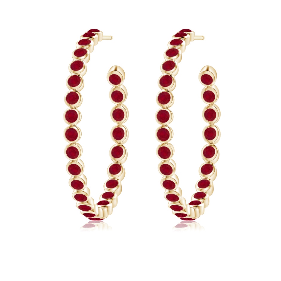 2.2mm AA Bezel-Set Ruby Inside-Out Large Hoop Earrings in Yellow Gold side-1