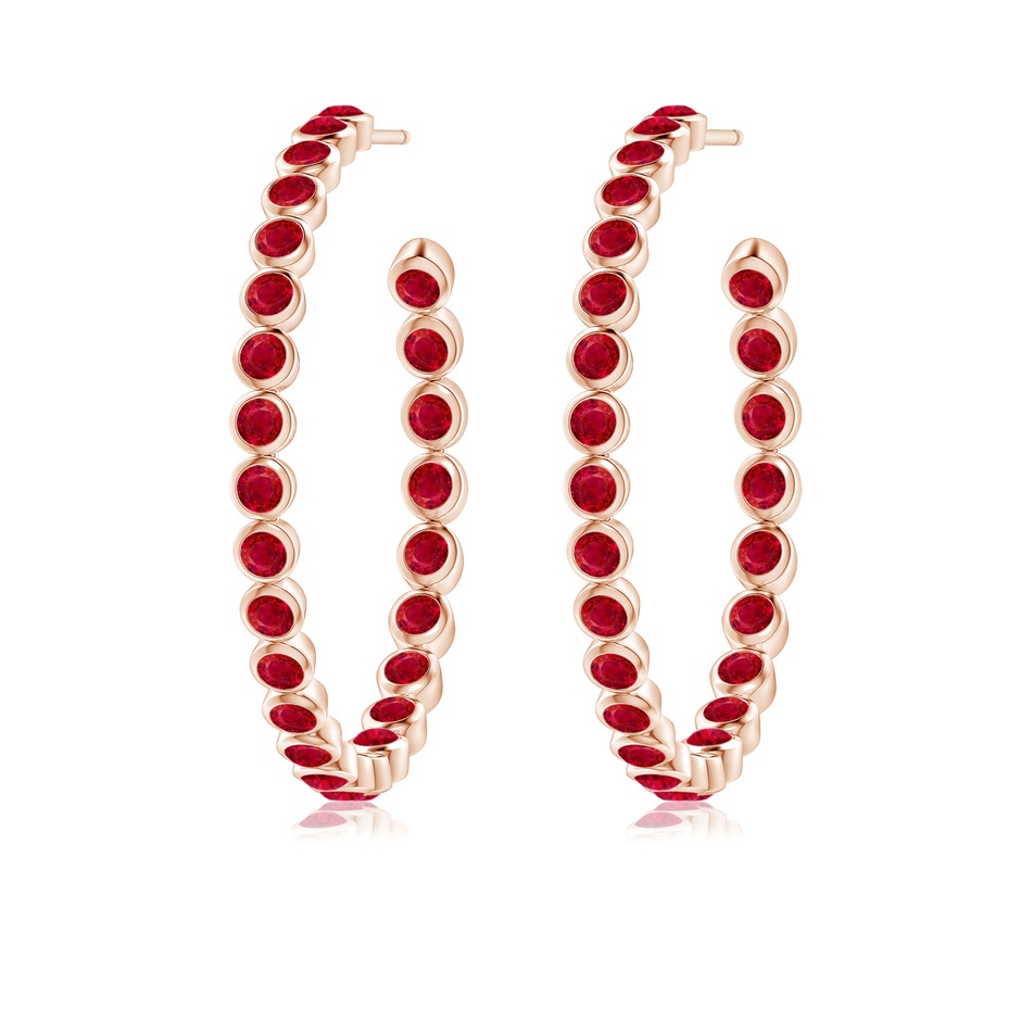 2.2mm AAA Bezel-Set Ruby Inside-Out Large Hoop Earrings in Rose Gold side-1