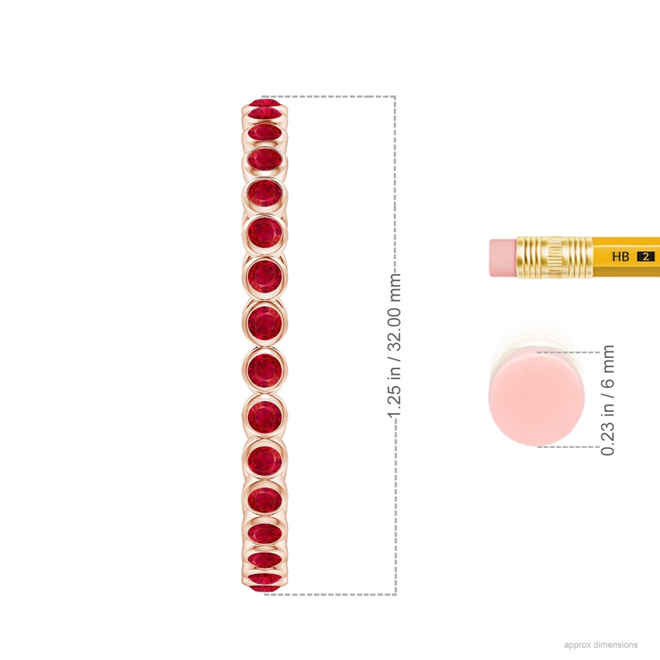 2.2mm AAA Bezel-Set Ruby Inside-Out Large Hoop Earrings in Rose Gold ruler