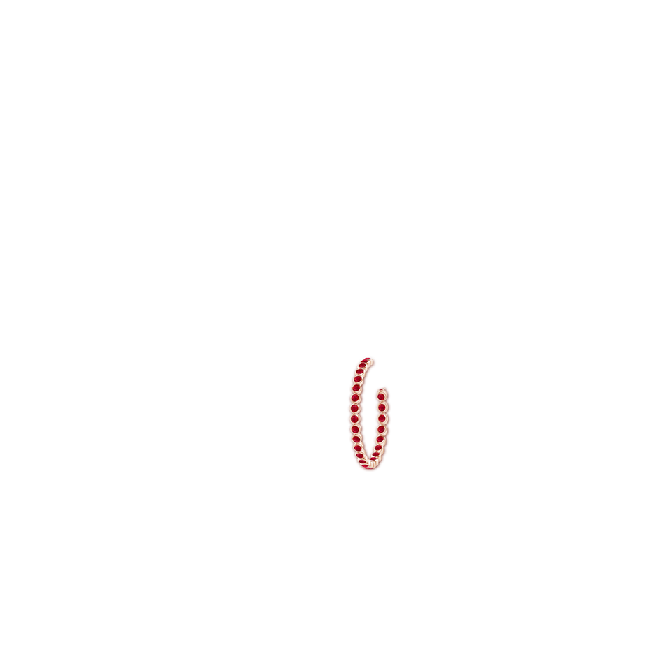 2.2mm AAA Bezel-Set Ruby Inside-Out Large Hoop Earrings in Rose Gold body-ear