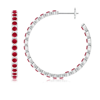 2.2mm AAA Bezel-Set Ruby Inside-Out Large Hoop Earrings in White Gold