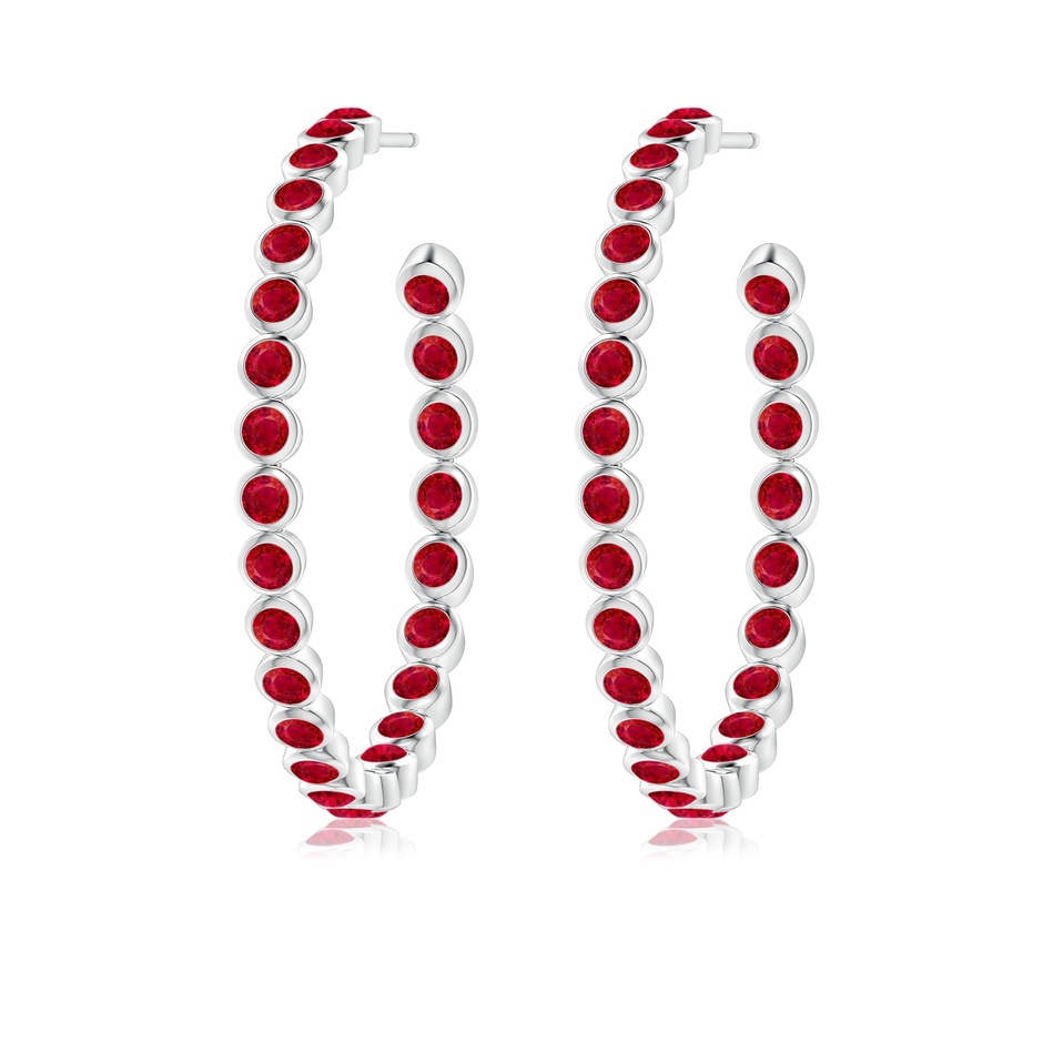 2.2mm AAA Bezel-Set Ruby Inside-Out Large Hoop Earrings in White Gold side-1