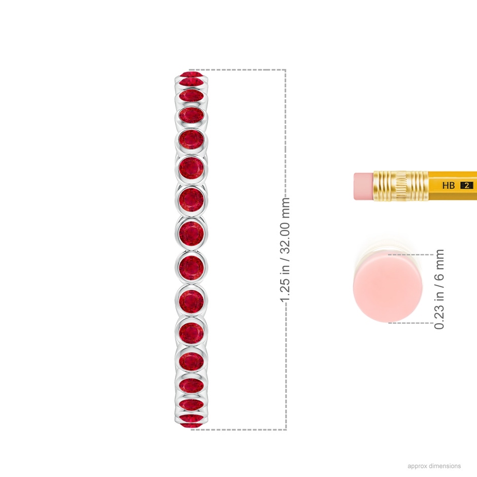 2.2mm AAA Bezel-Set Ruby Inside-Out Large Hoop Earrings in White Gold ruler