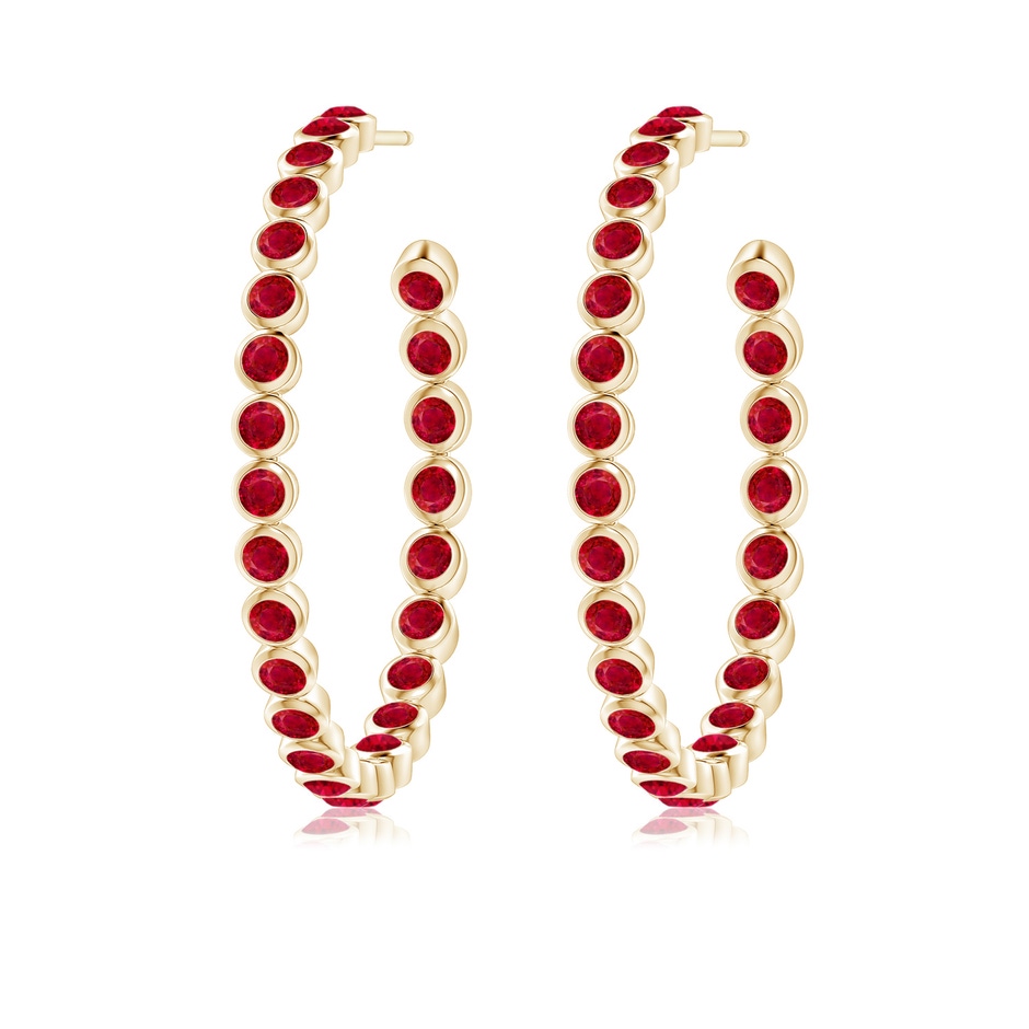 2.2mm AAA Bezel-Set Ruby Inside-Out Large Hoop Earrings in Yellow Gold side-1