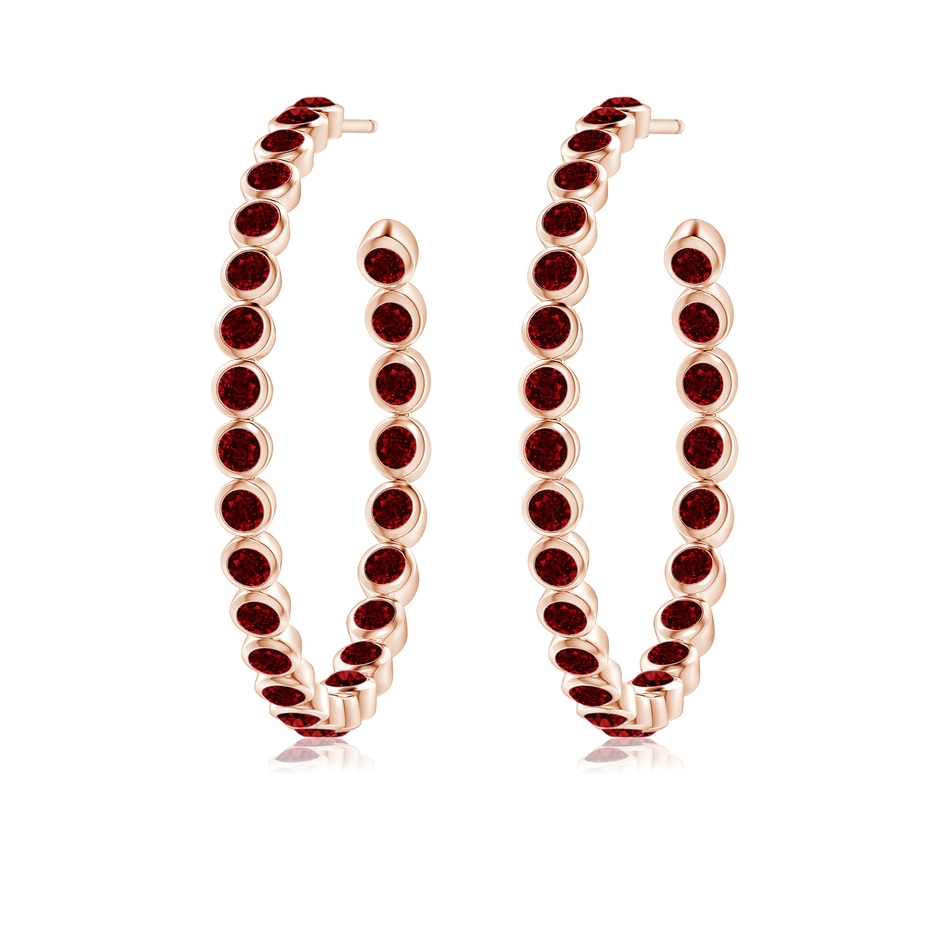 2.2mm AAAA Bezel-Set Ruby Inside-Out Large Hoop Earrings in Rose Gold side-1