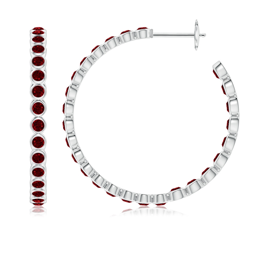 2.2mm AAAA Bezel-Set Ruby Inside-Out Large Hoop Earrings in White Gold