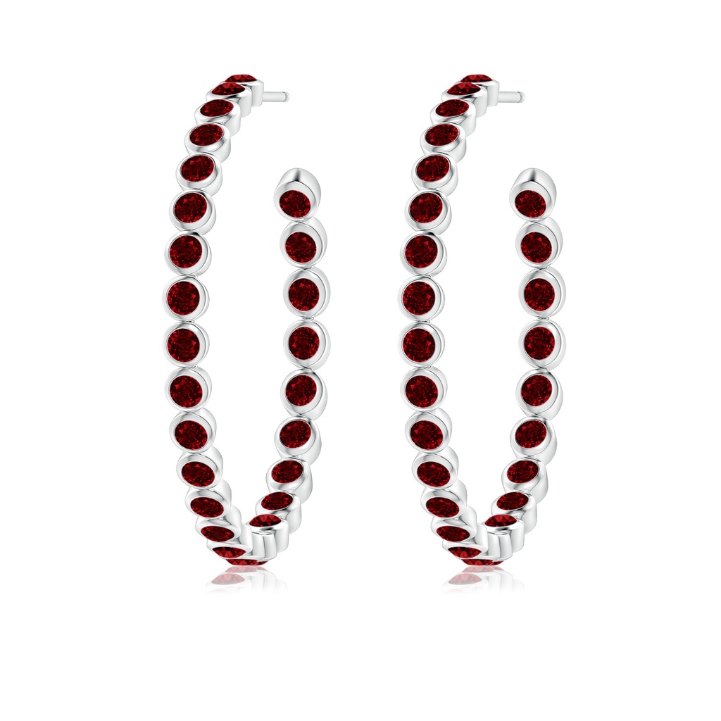 2.2mm AAAA Bezel-Set Ruby Inside-Out Large Hoop Earrings in White Gold - side_1