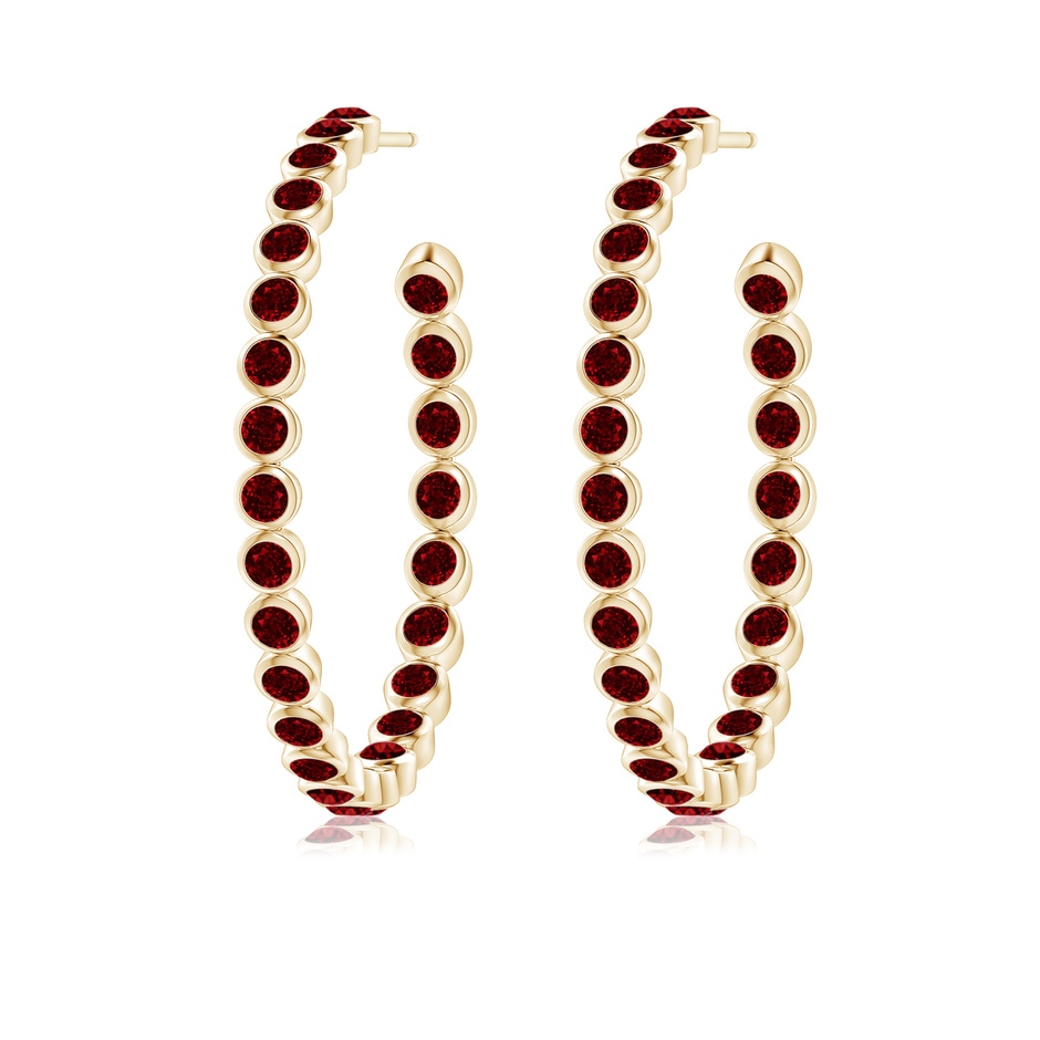 2.2mm AAAA Bezel-Set Ruby Inside-Out Large Hoop Earrings in Yellow Gold side-1