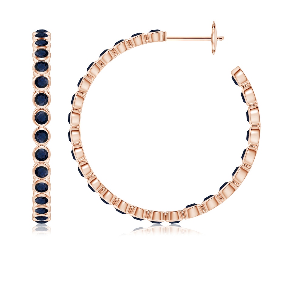 2.2mm A Bezel-Set Sapphire Inside-Out Large Hoop Earrings in Rose Gold 