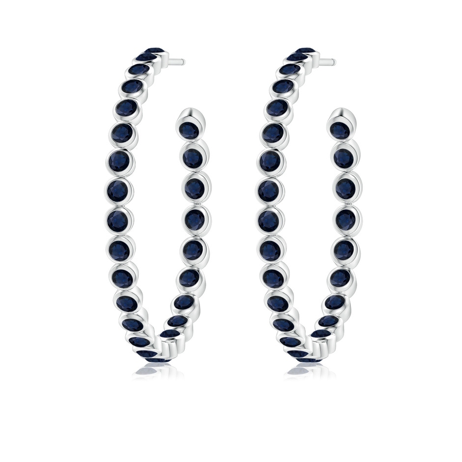 2.2mm A Bezel-Set Sapphire Inside-Out Large Hoop Earrings in White Gold side-1