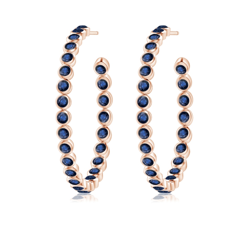 2.2mm AA Bezel-Set Sapphire Inside-Out Large Hoop Earrings in Rose Gold side-1