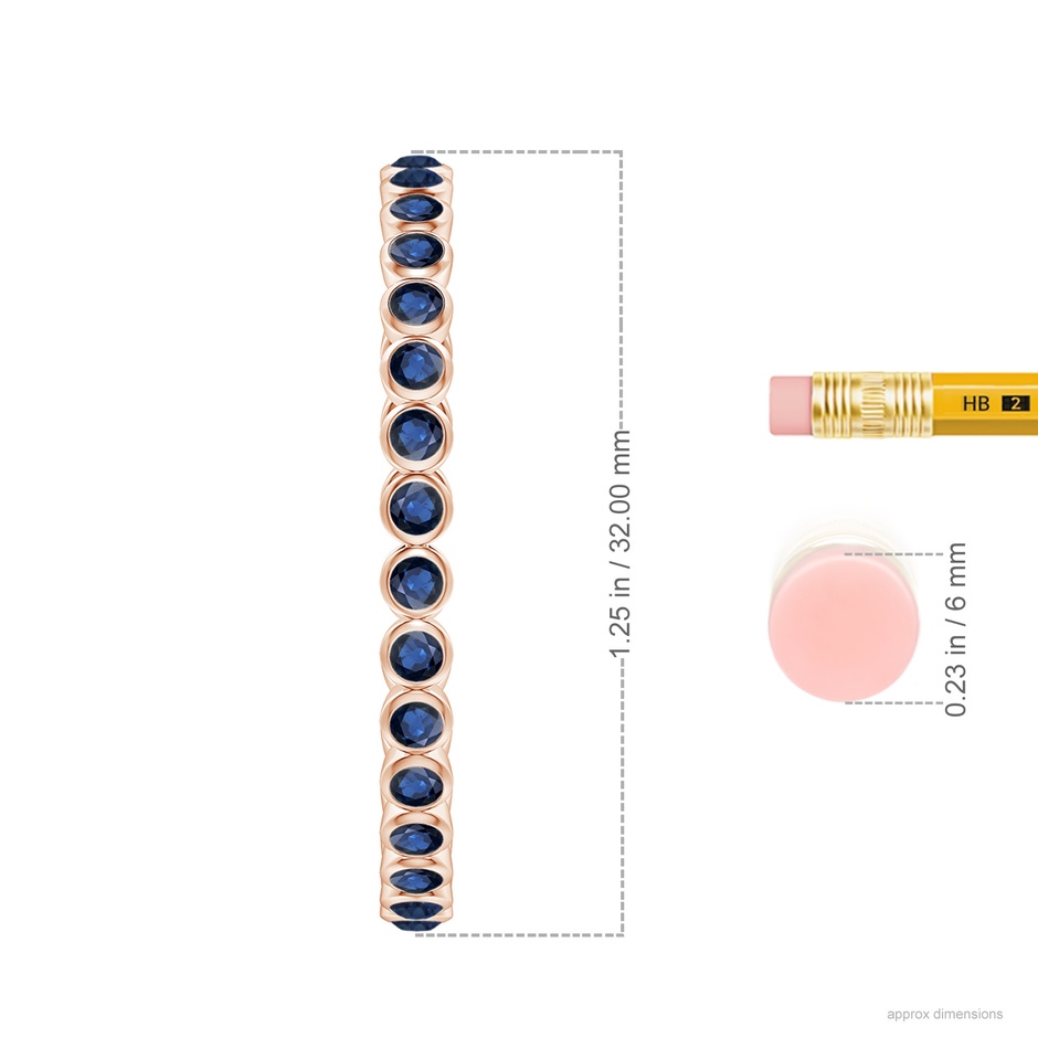 2.2mm AA Bezel-Set Sapphire Inside-Out Large Hoop Earrings in Rose Gold ruler