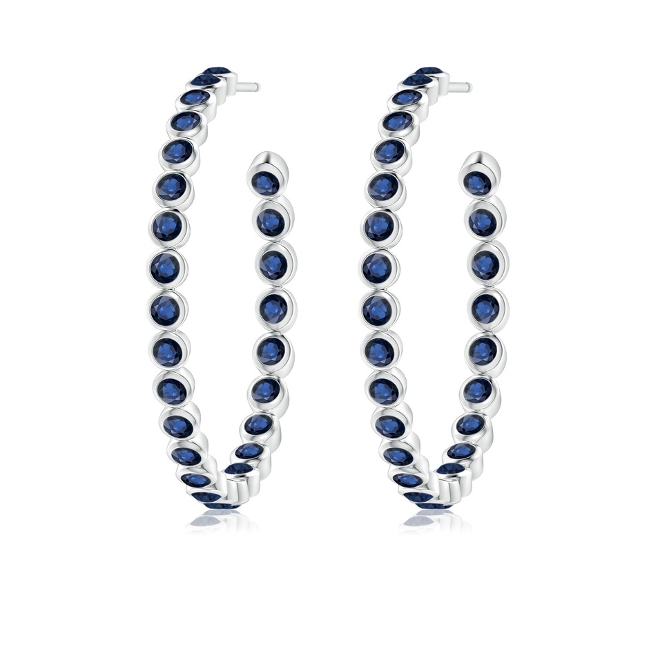 2.2mm AA Bezel-Set Sapphire Inside-Out Large Hoop Earrings in White Gold side-1