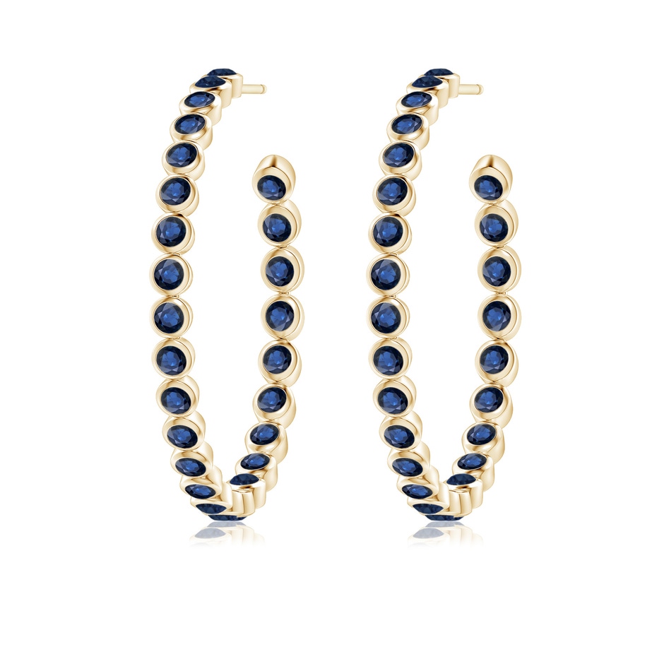 2.2mm AA Bezel-Set Sapphire Inside-Out Large Hoop Earrings in Yellow Gold side-1