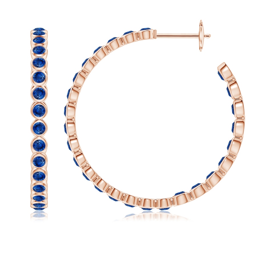2.2mm AAA Bezel-Set Sapphire Inside-Out Large Hoop Earrings in Rose Gold 
