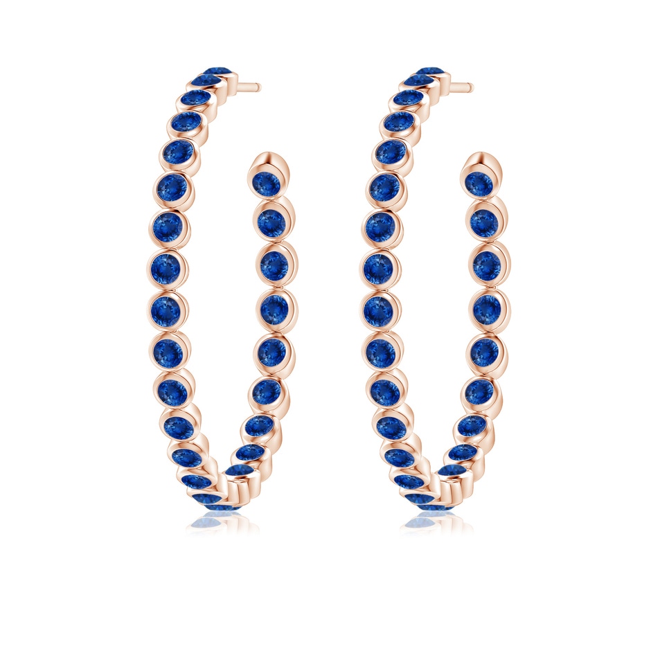 2.2mm AAA Bezel-Set Sapphire Inside-Out Large Hoop Earrings in Rose Gold side-1