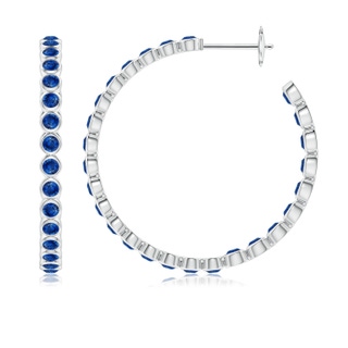 2.2mm AAA Bezel-Set Sapphire Inside-Out Large Hoop Earrings in White Gold