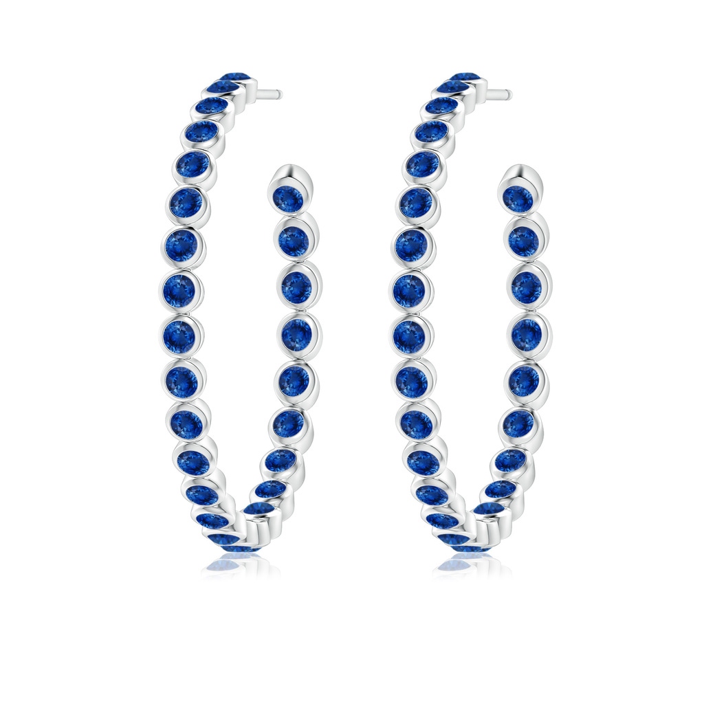 2.2mm AAA Bezel-Set Sapphire Inside-Out Large Hoop Earrings in White Gold - side_1