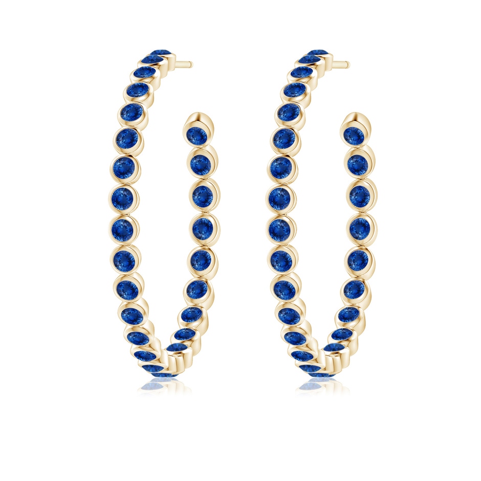2.2mm AAA Bezel-Set Sapphire Inside-Out Large Hoop Earrings in Yellow Gold side-1