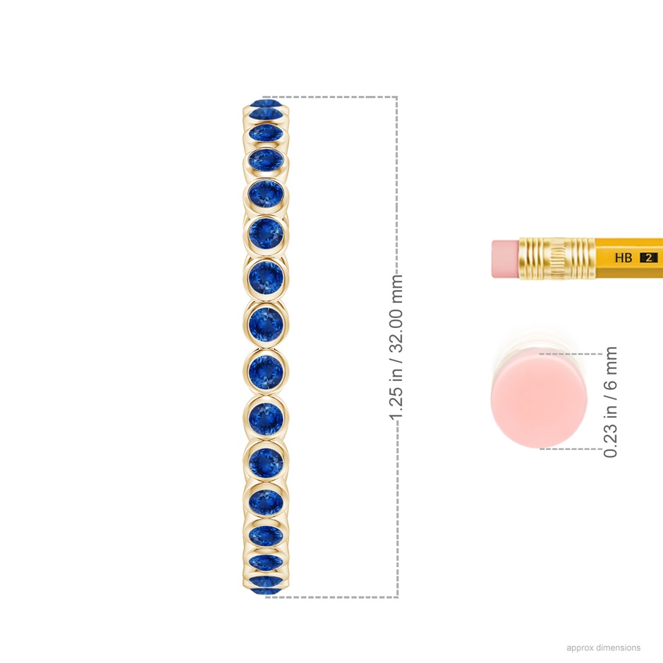 2.2mm AAA Bezel-Set Sapphire Inside-Out Large Hoop Earrings in Yellow Gold ruler