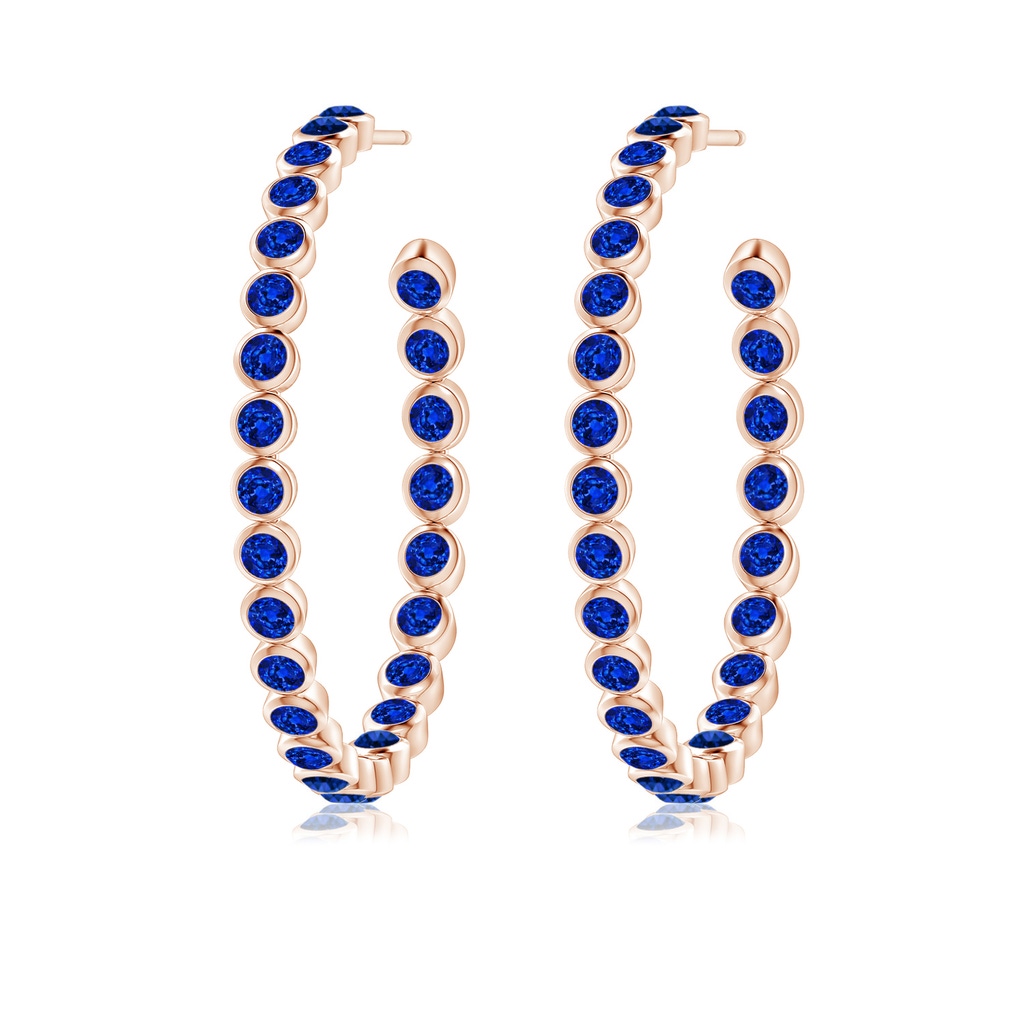 2.2mm AAAA Bezel-Set Sapphire Inside-Out Large Hoop Earrings in Rose Gold - side_1
