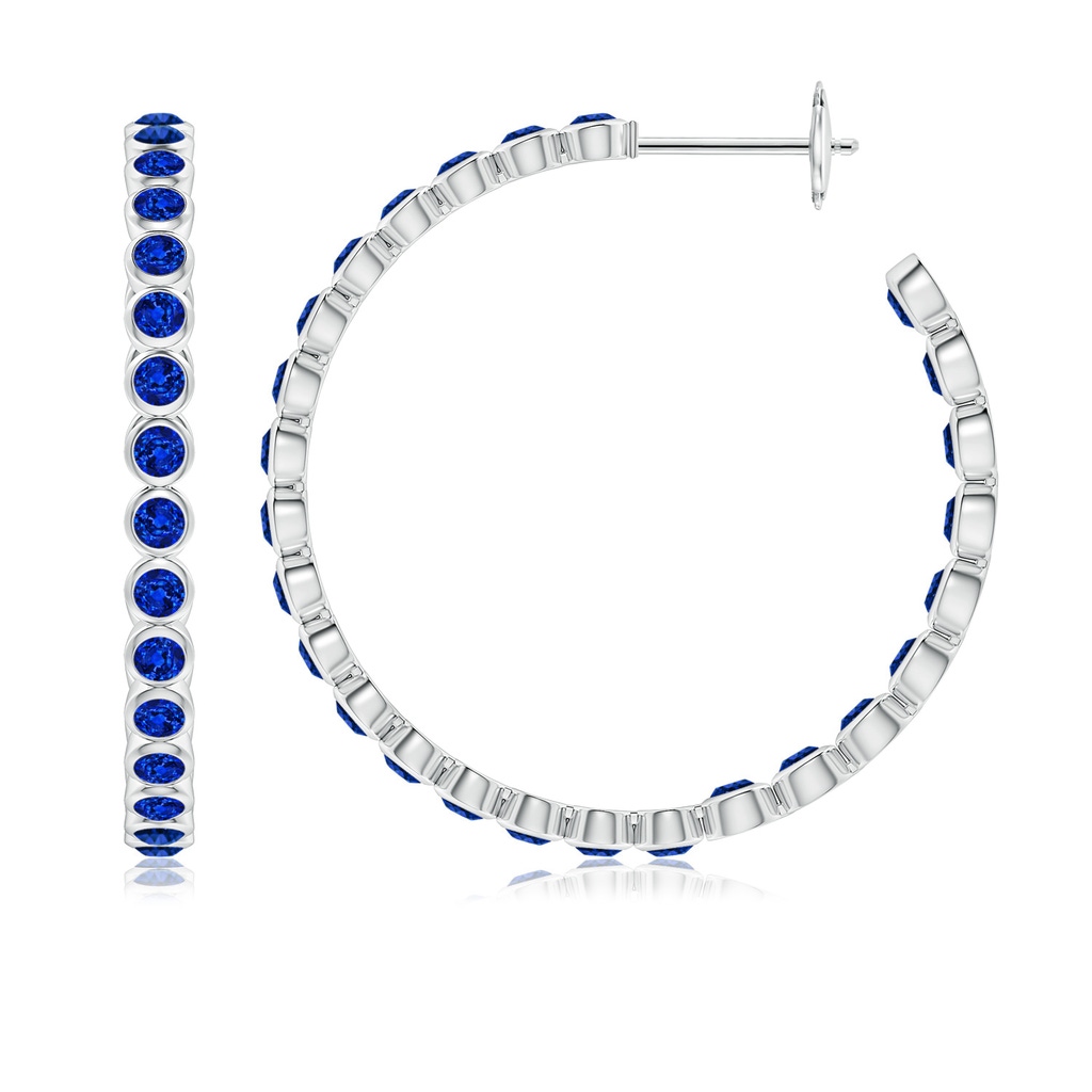 2.2mm AAAA Bezel-Set Sapphire Inside-Out Large Hoop Earrings in White Gold