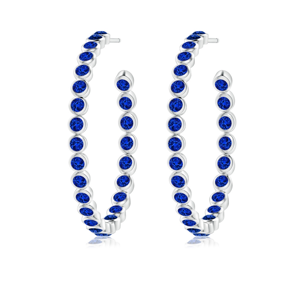 2.2mm AAAA Bezel-Set Sapphire Inside-Out Large Hoop Earrings in White Gold - side_1