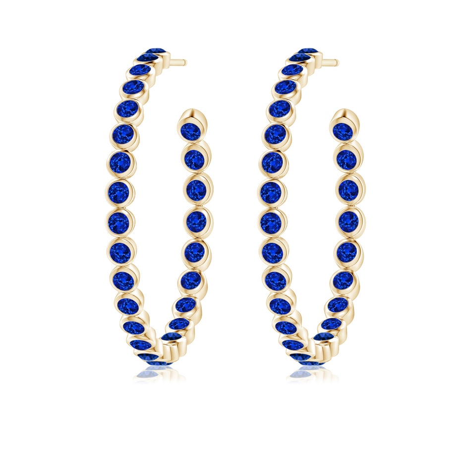 2.2mm AAAA Bezel-Set Sapphire Inside-Out Large Hoop Earrings in Yellow Gold side-1