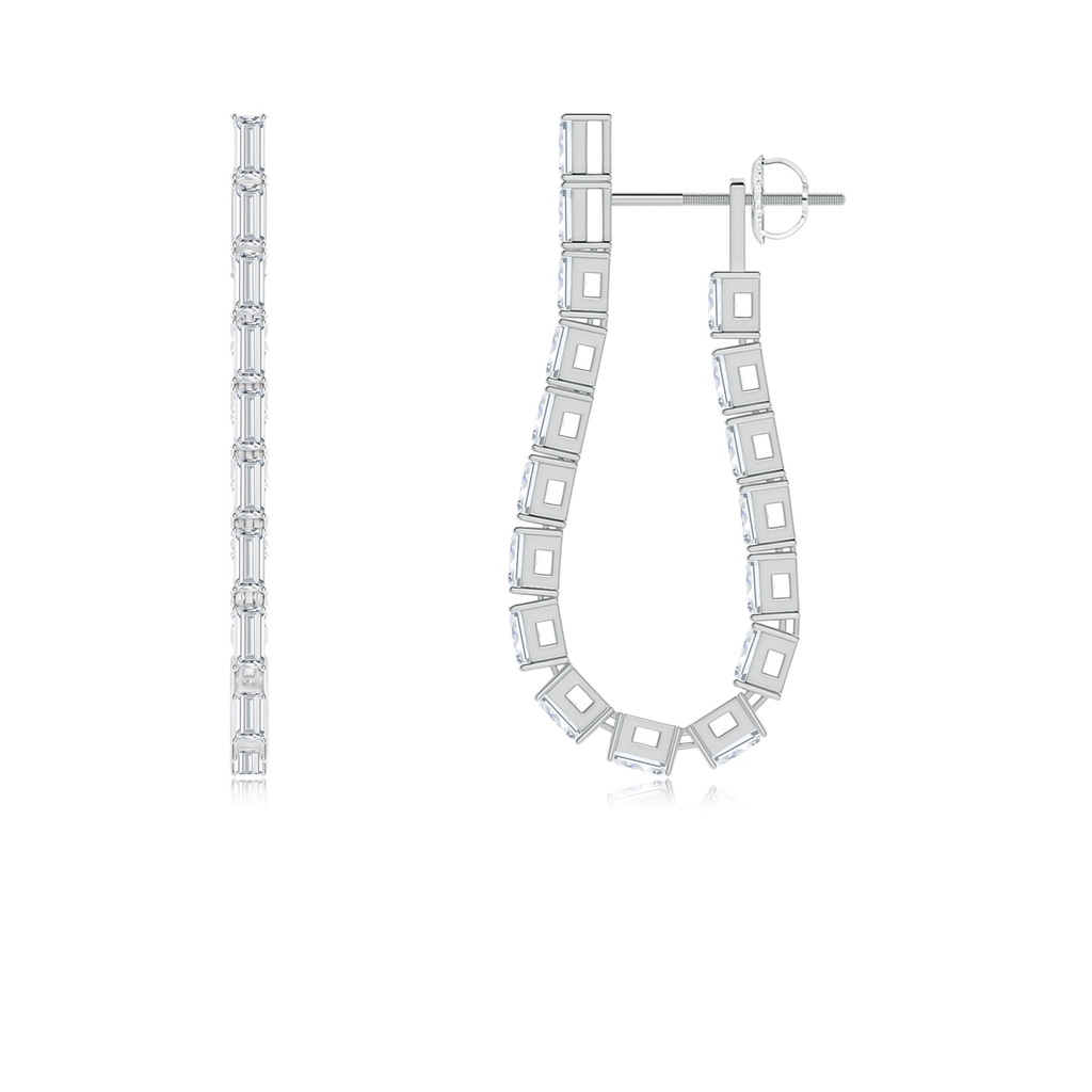 3x1.5mm GVS2 North-South Baguette Diamond Front-Back Earrings in White Gold