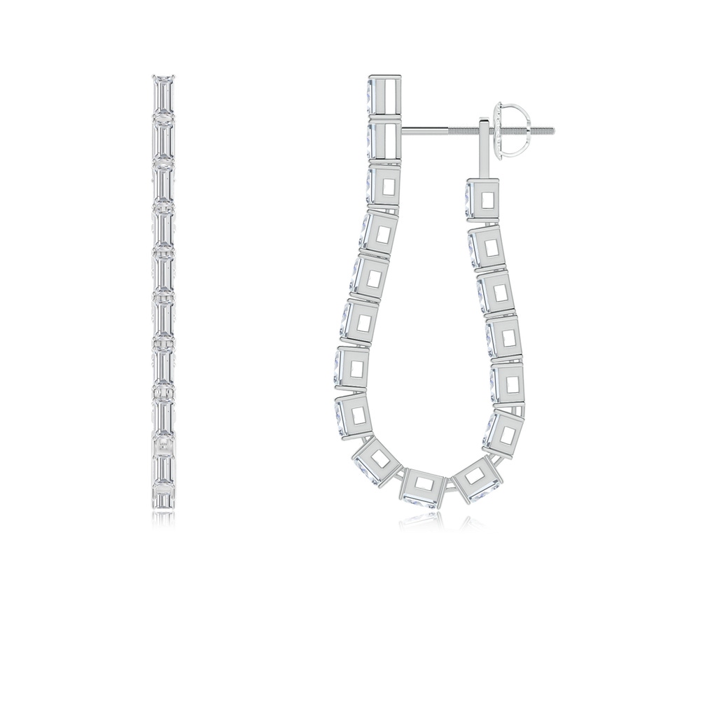 3x1.5mm HSI2 North-South Baguette Diamond Front-Back Earrings in White Gold