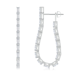 4x2mm GVS2 North-South Baguette Diamond Front-Back Earrings in P950 Platinum
