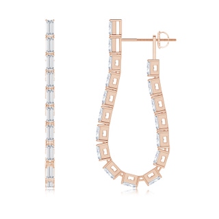 4x2mm GVS2 North-South Baguette Diamond Front-Back Earrings in Rose Gold