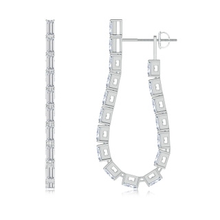 4x2mm HSI2 North-South Baguette Diamond Front-Back Earrings in P950 Platinum