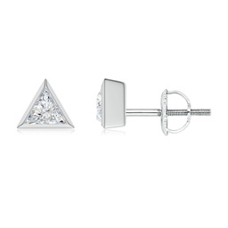 Triangle Diamond Solitaire Stud Earrings