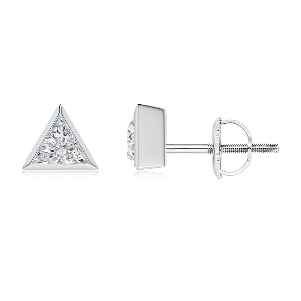 4mm HSI2 Bezel-Set Triangular Diamond Solitaire Stud Earrings in White Gold