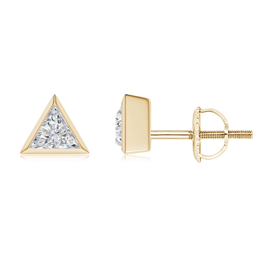 4mm HSI2 Bezel-Set Triangular Diamond Solitaire Stud Earrings in Yellow Gold 