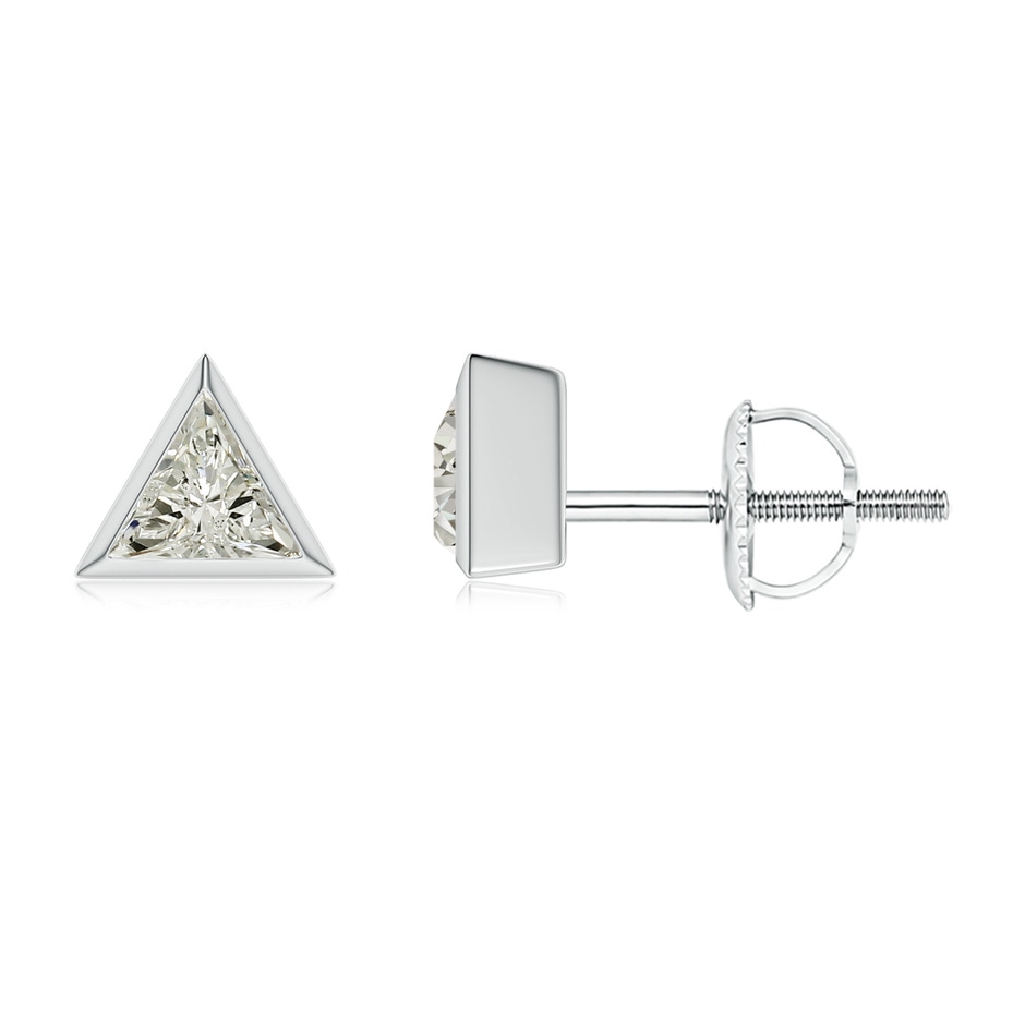 4mm KI3 Bezel-Set Triangular Diamond Solitaire Stud Earrings in White Gold 