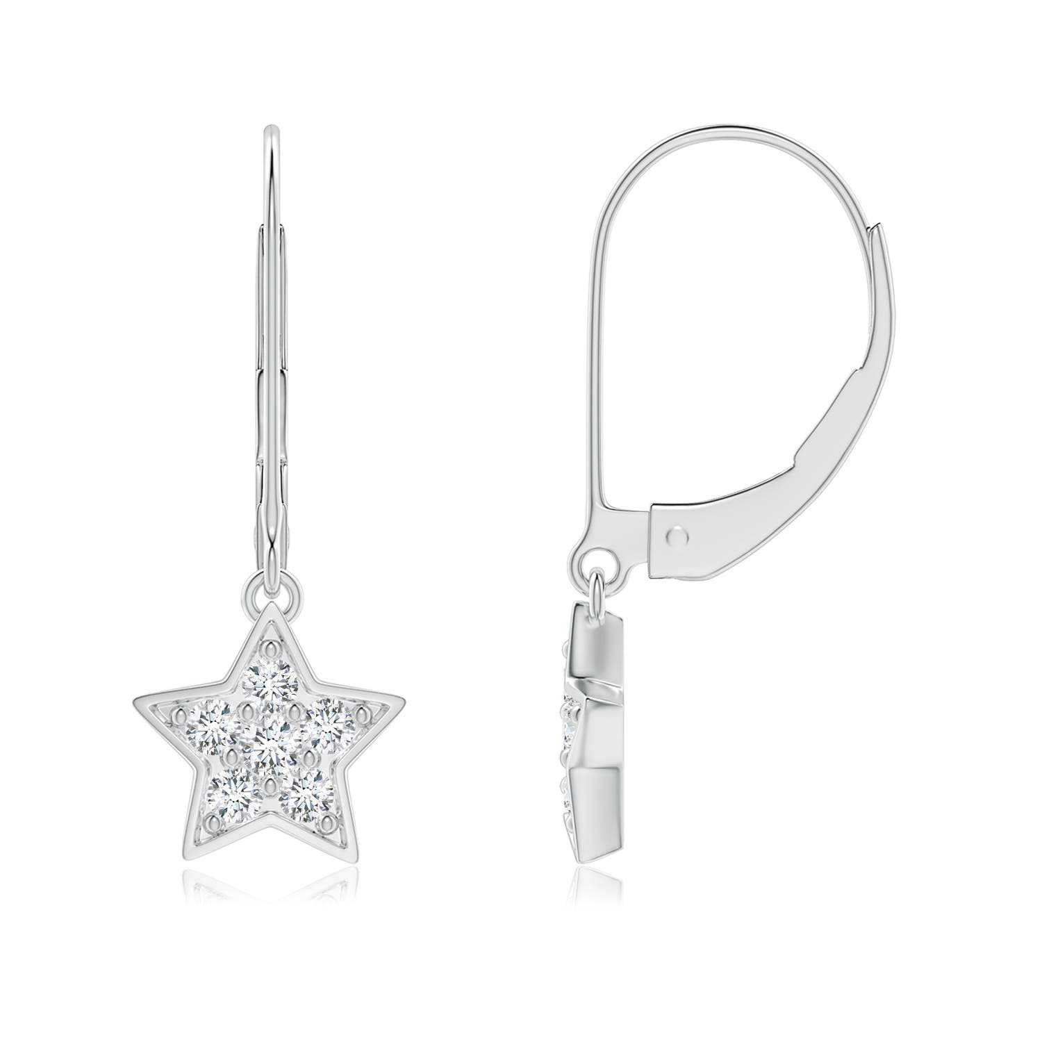 1.95mm GVS2 Pave-Set Diamond Star and Moon Leverback Earrings in P950 Platinum - side 2