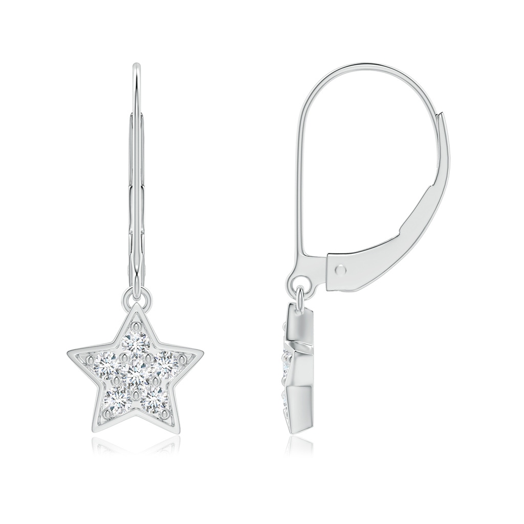 1.95mm GVS2 Pave-Set Diamond Star and Moon Leverback Earrings in P950 Platinum Side-1