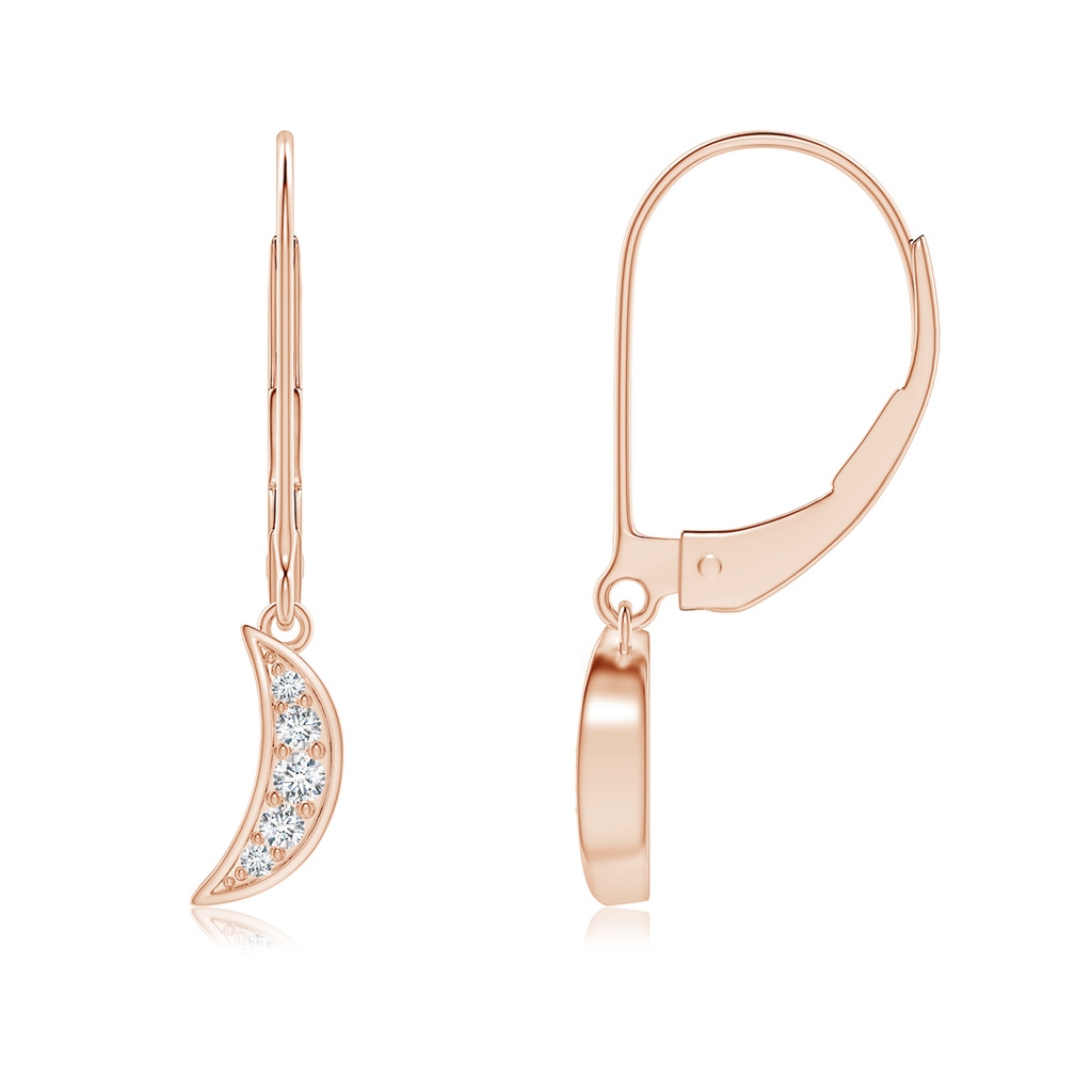 1.95mm GVS2 Pave-Set Diamond Star and Moon Leverback Earrings in Rose Gold