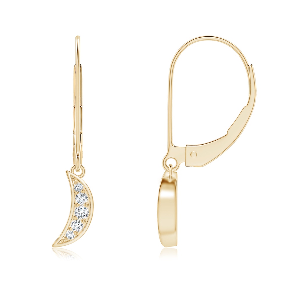 1.95mm GVS2 Pave-Set Diamond Star and Moon Leverback Earrings in Yellow Gold